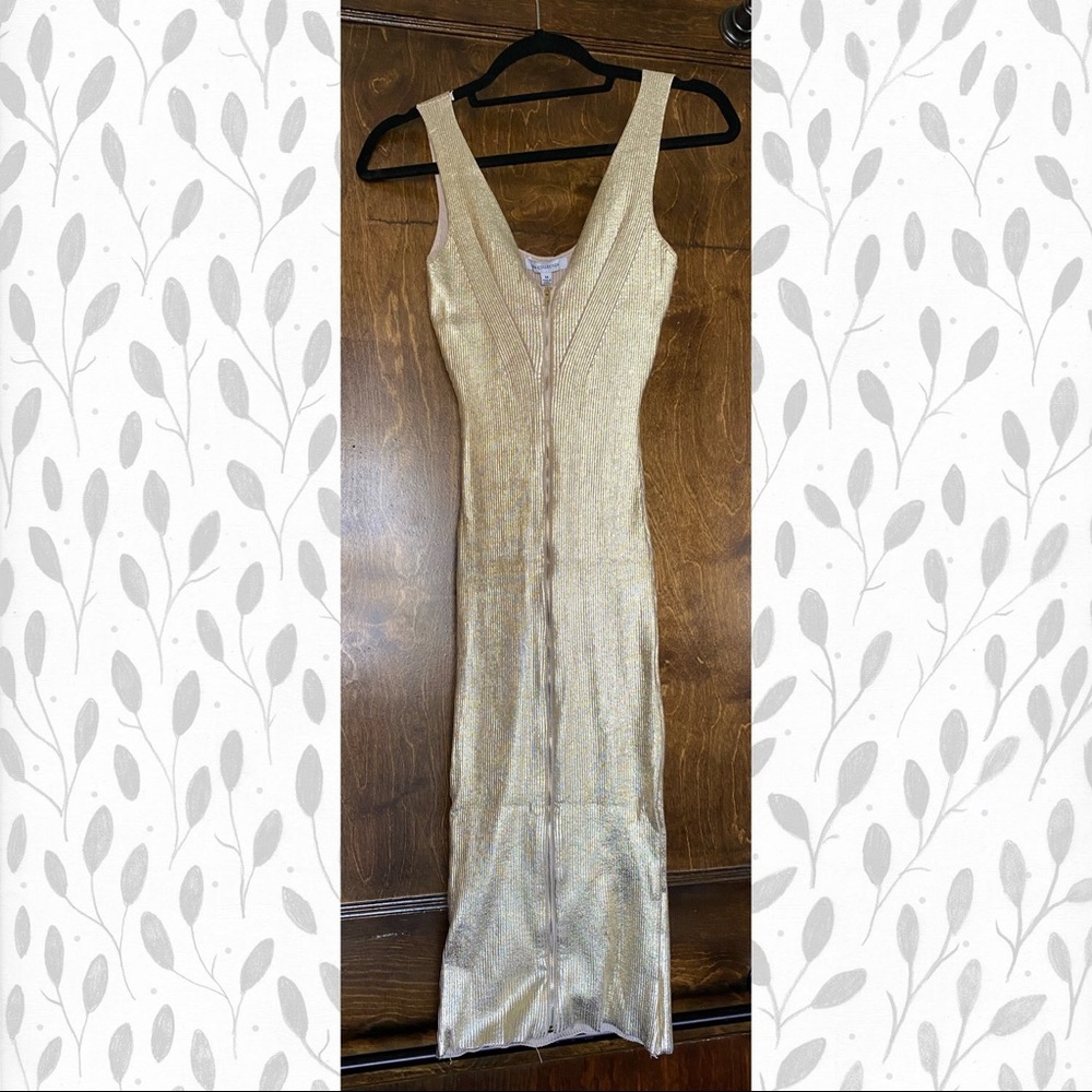 Gold shimmer sexy fitted body-con dress